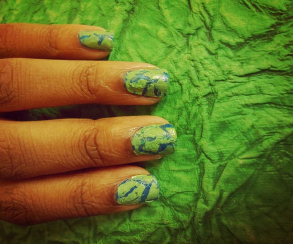 Earth Nail Art Using Glue