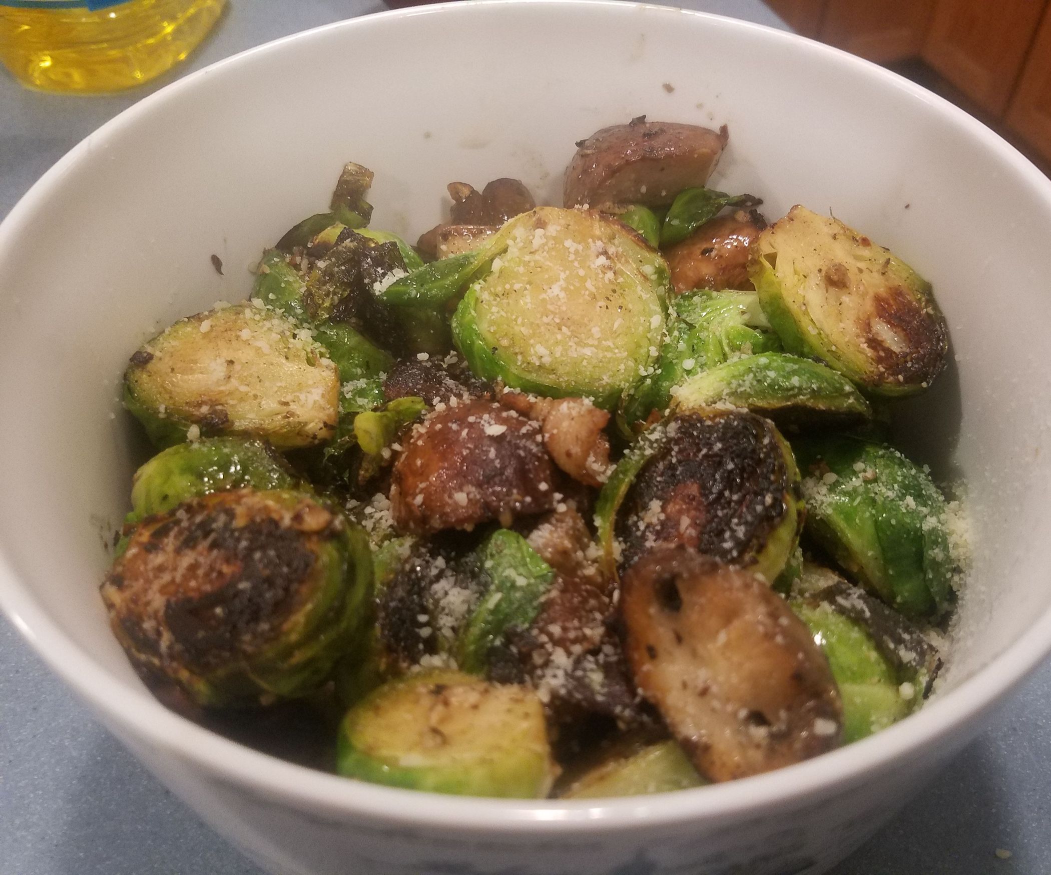 Pan Seared Brussel Sprouts & Mushrooms 4 Steps (with Pictures