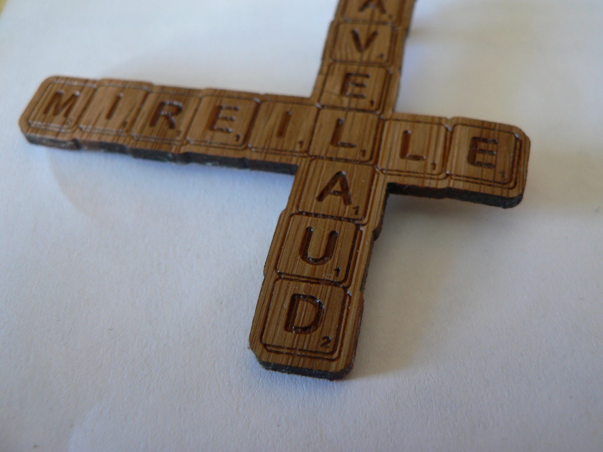 We Love Letters Scrabble Wooden (bamboo) Brooch (with Pictures