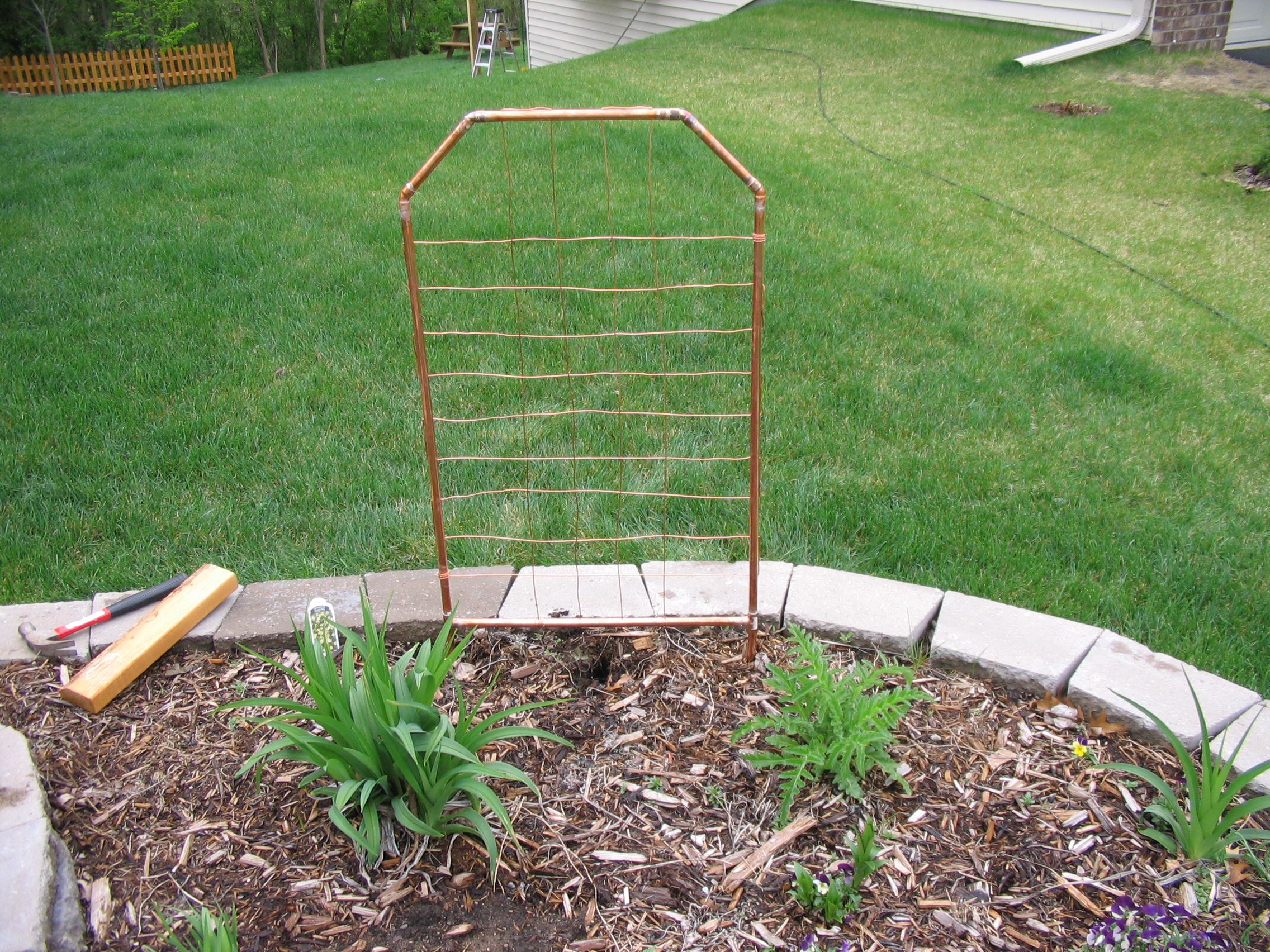 DIY guide for Copper Trellis for under $25 with step-by-step instructions