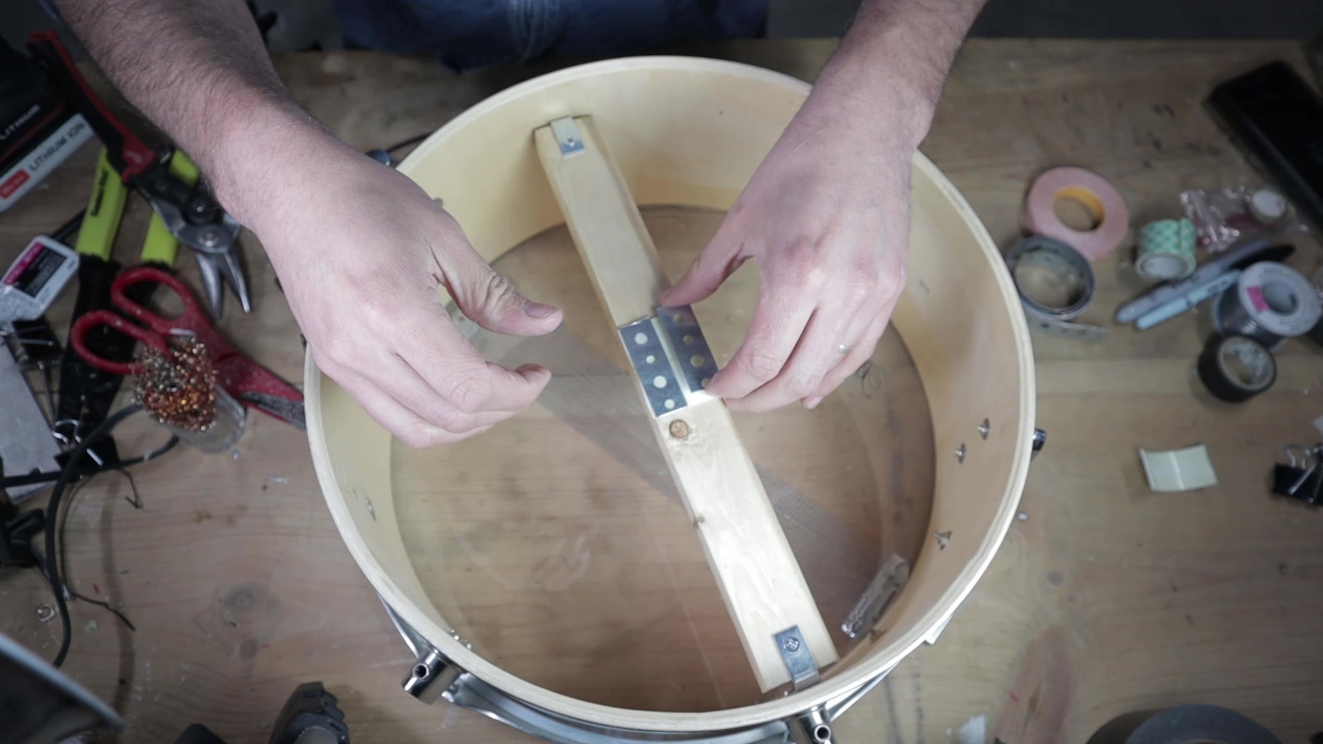 Drum Conversion Acoustic to Electric With DIY Heads and Triggers 6