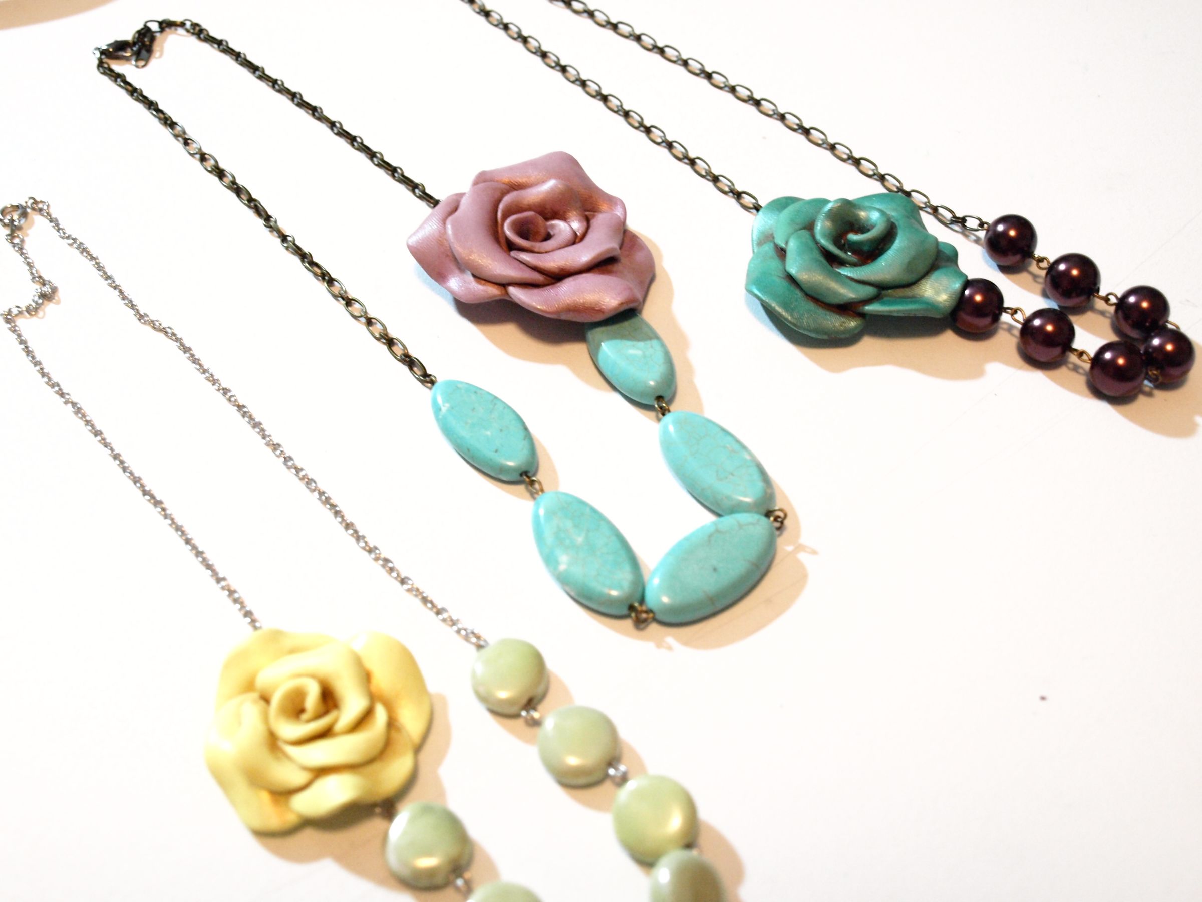 How to Make a Vintage Inspired Clay Rose Necklace