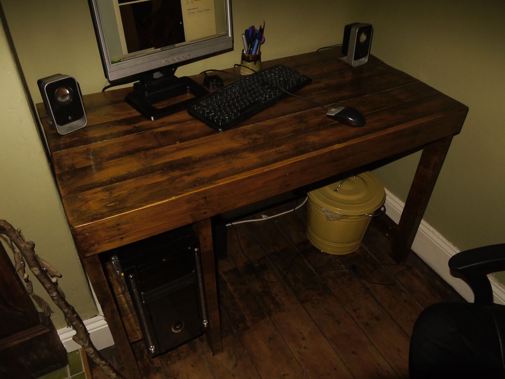 dark stained pallet desk