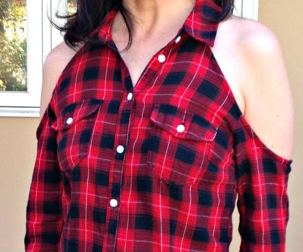 Upcycle a $3 Thrifted Flannel Shirt With Cold Shoulders