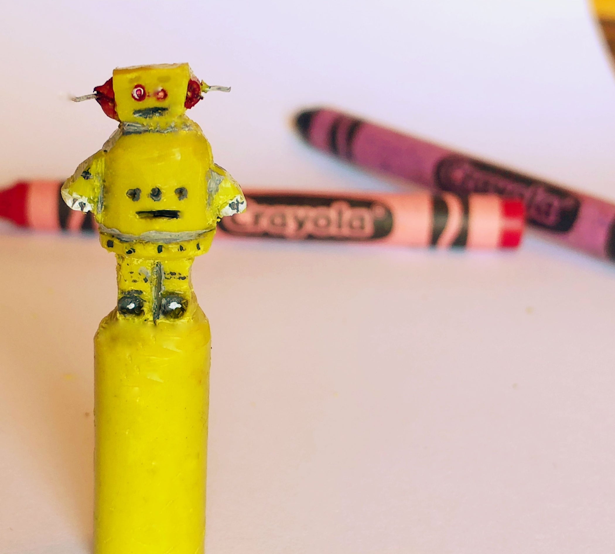 Crayon Carving of an Instructables Robot 3 Steps (with Pictures