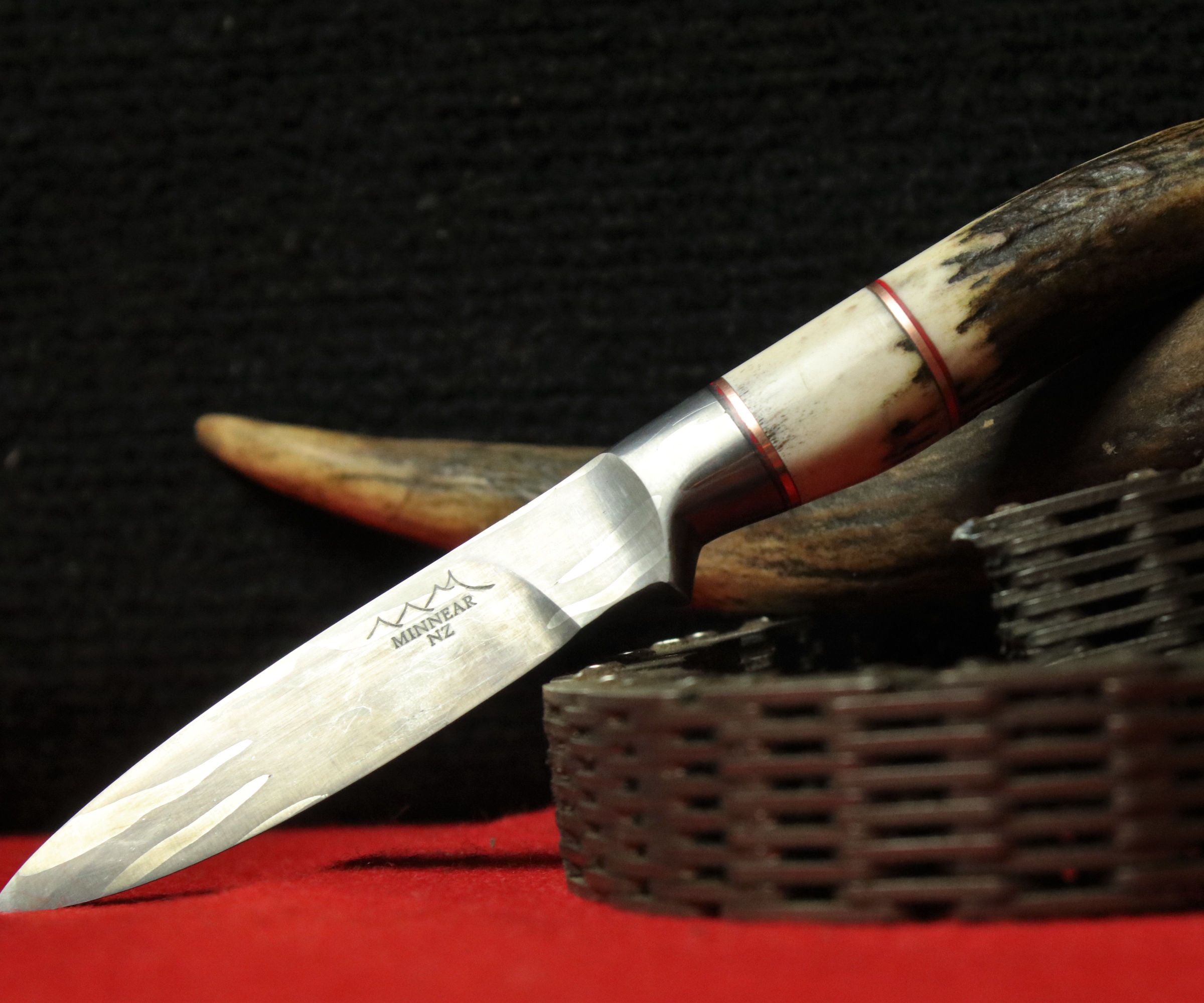 Forged Damascus Chain Knife - Drop Point Hunter