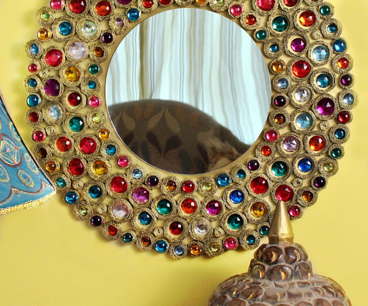 bejeweled boho cardboard mirror DIY Project DIY Project Image