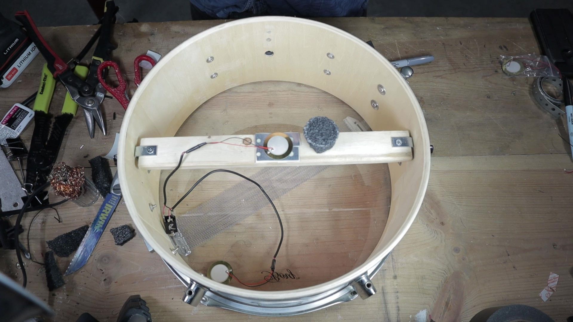 Drum Conversion Acoustic to Electric With DIY Heads and Triggers 6