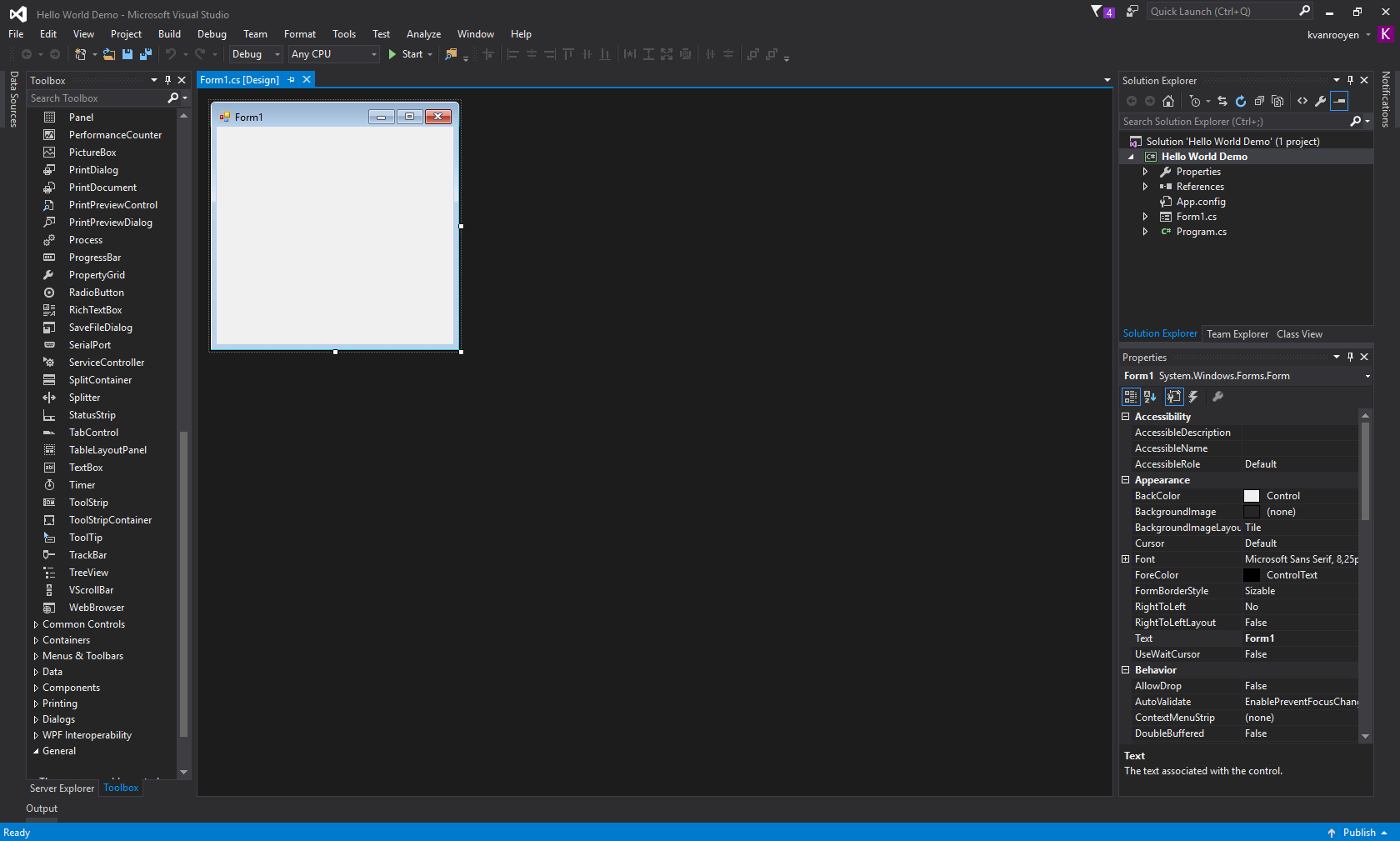 C Windows Form Hello World 4 Steps Instructables