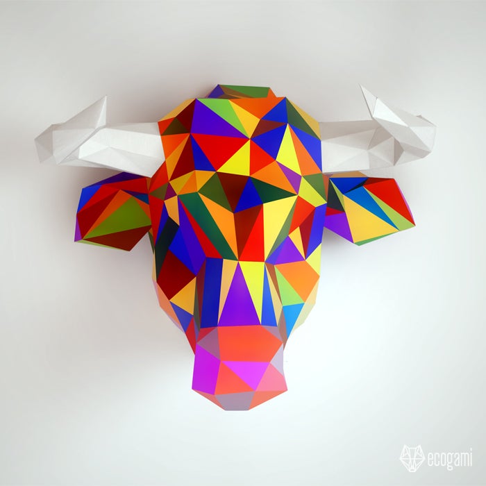 Paper Craft DIY Ankole Watusi Trophy Papercraft Ankole-Watusi Head DIY template Paper Animal Head Cow Trophy Paper Trophy