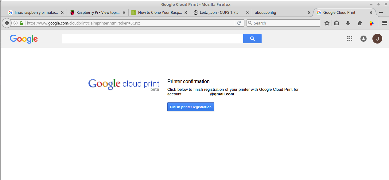 google cloud printer registration