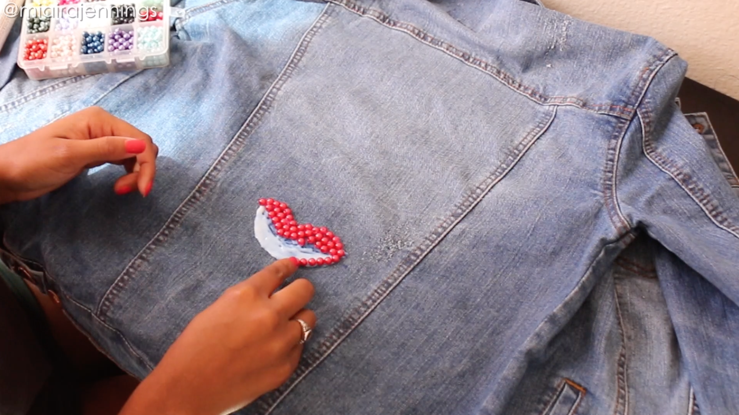 DIY Beaded Denim Jacket (NO SEWING) : 6 