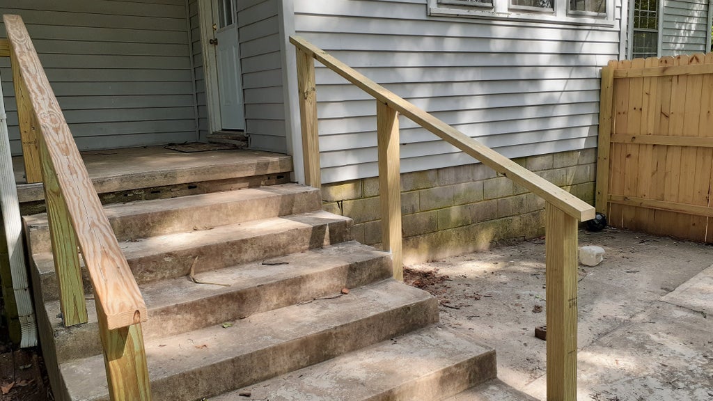 Simple Exterior Handrail For Less Than 100 6 Steps With Pictures Instructables Simple Exterior Handrail For Less Than, How To Make A Wooden Handrail For Outdoor Steps