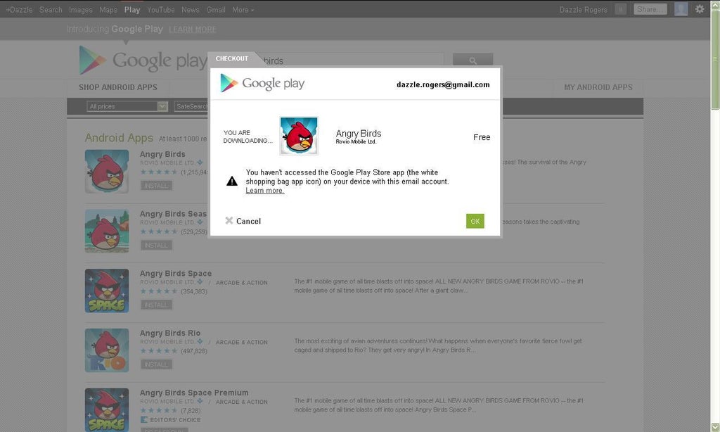 angry birds game app from google play
