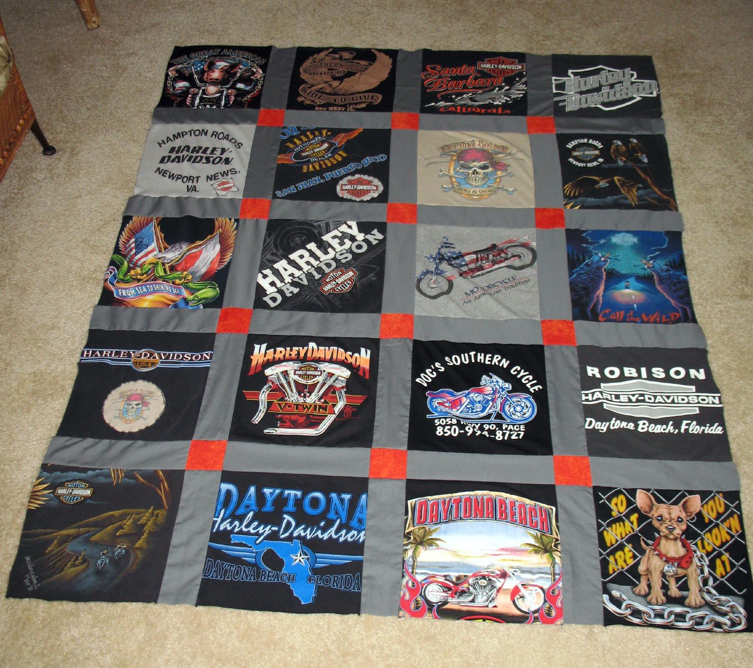 Harley Davidson Tshirt Quilt 9 Steps Instructables