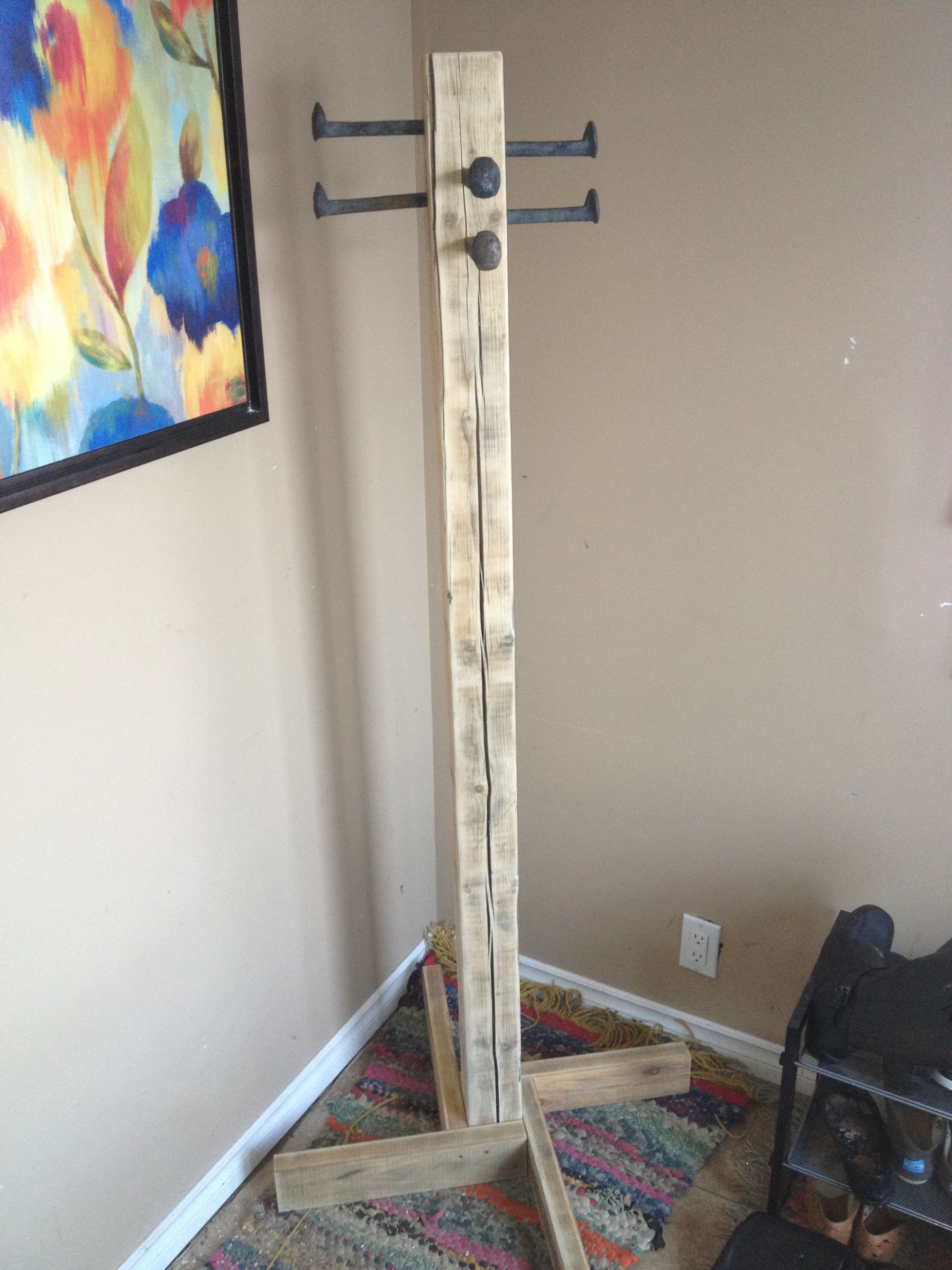 Diy Free Standing Coat Rack Purse Stand COLAMY 8-Hook Wooden Coat