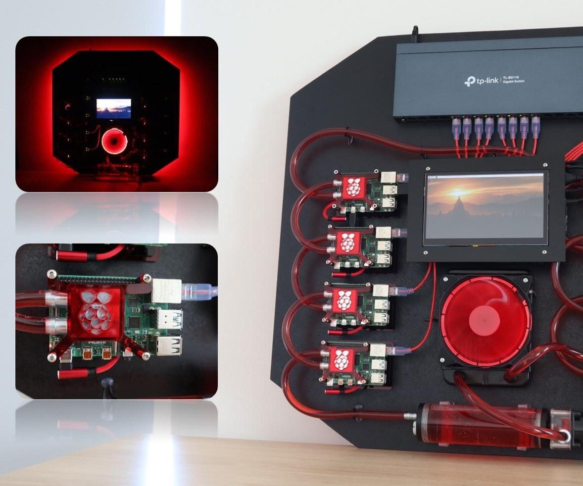 DIY guide for Water-Cooled Raspberry Pi 4 Cluster with step-by-step instructions