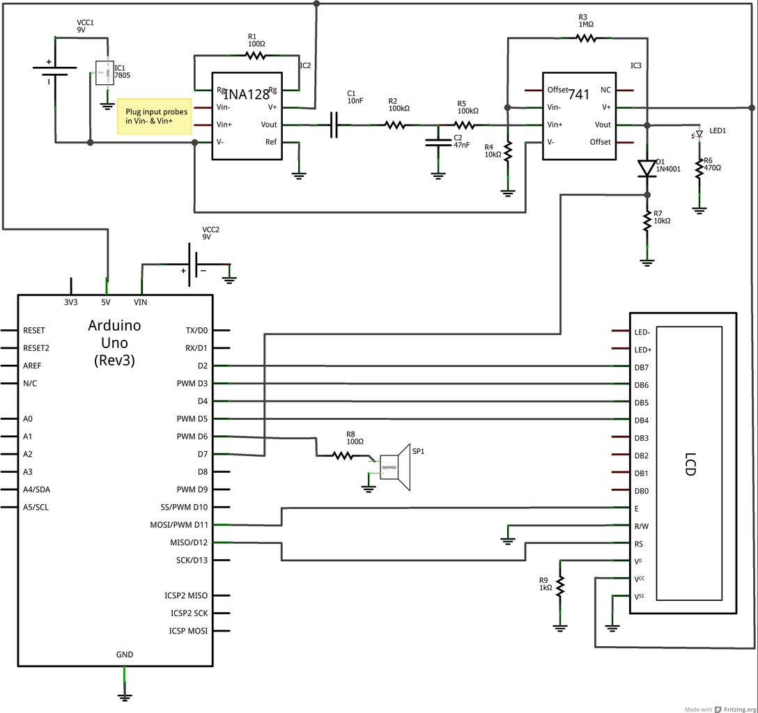 Electrocardiograph & Heart Rate Monitor : 5 Steps (with Pictures ... Circuit Diagram