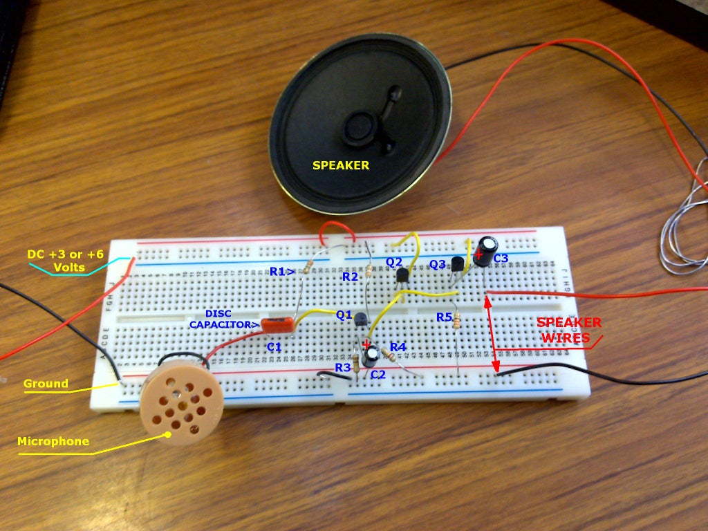 How to make a direct microphone to speaker circuit? Circuit Diagram