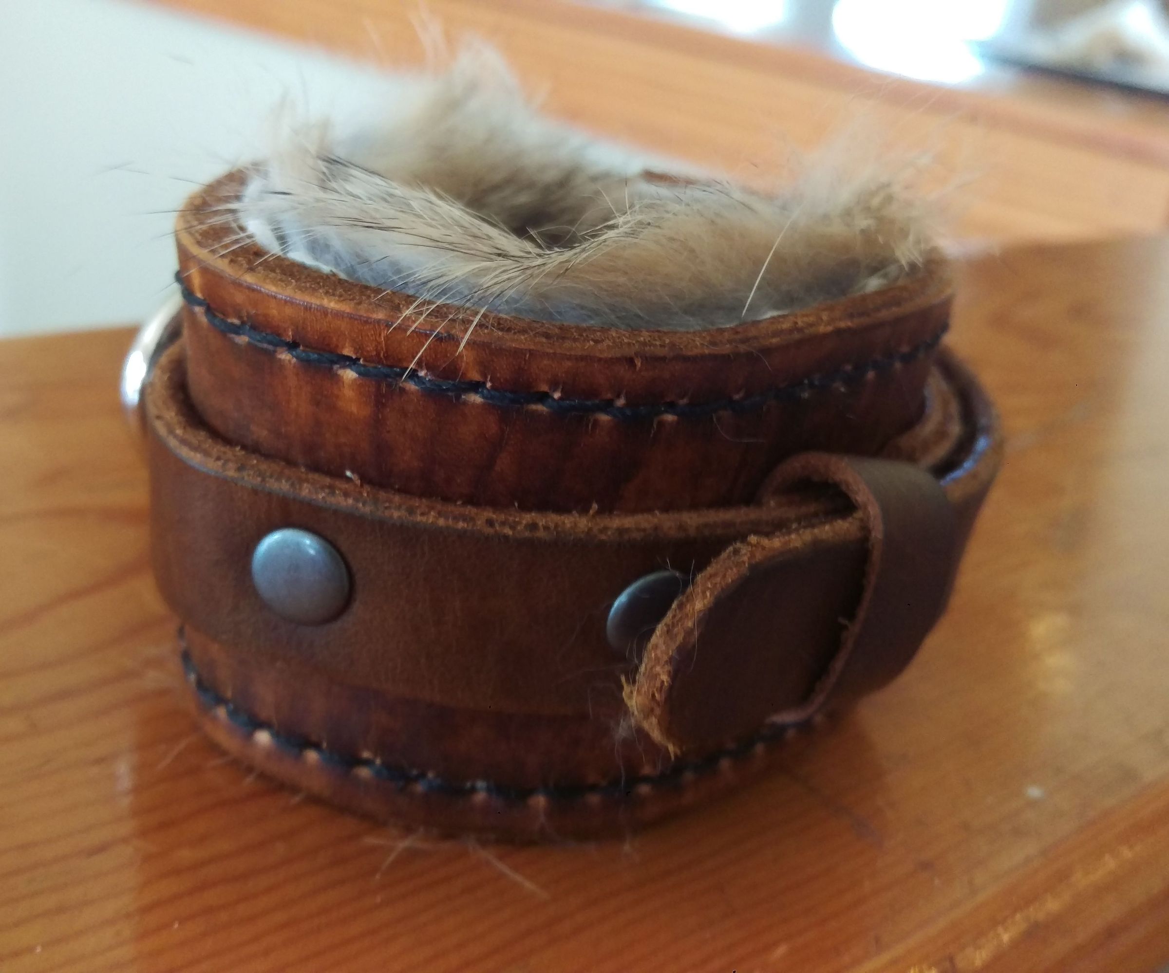 Fur-lined Leather Wristband