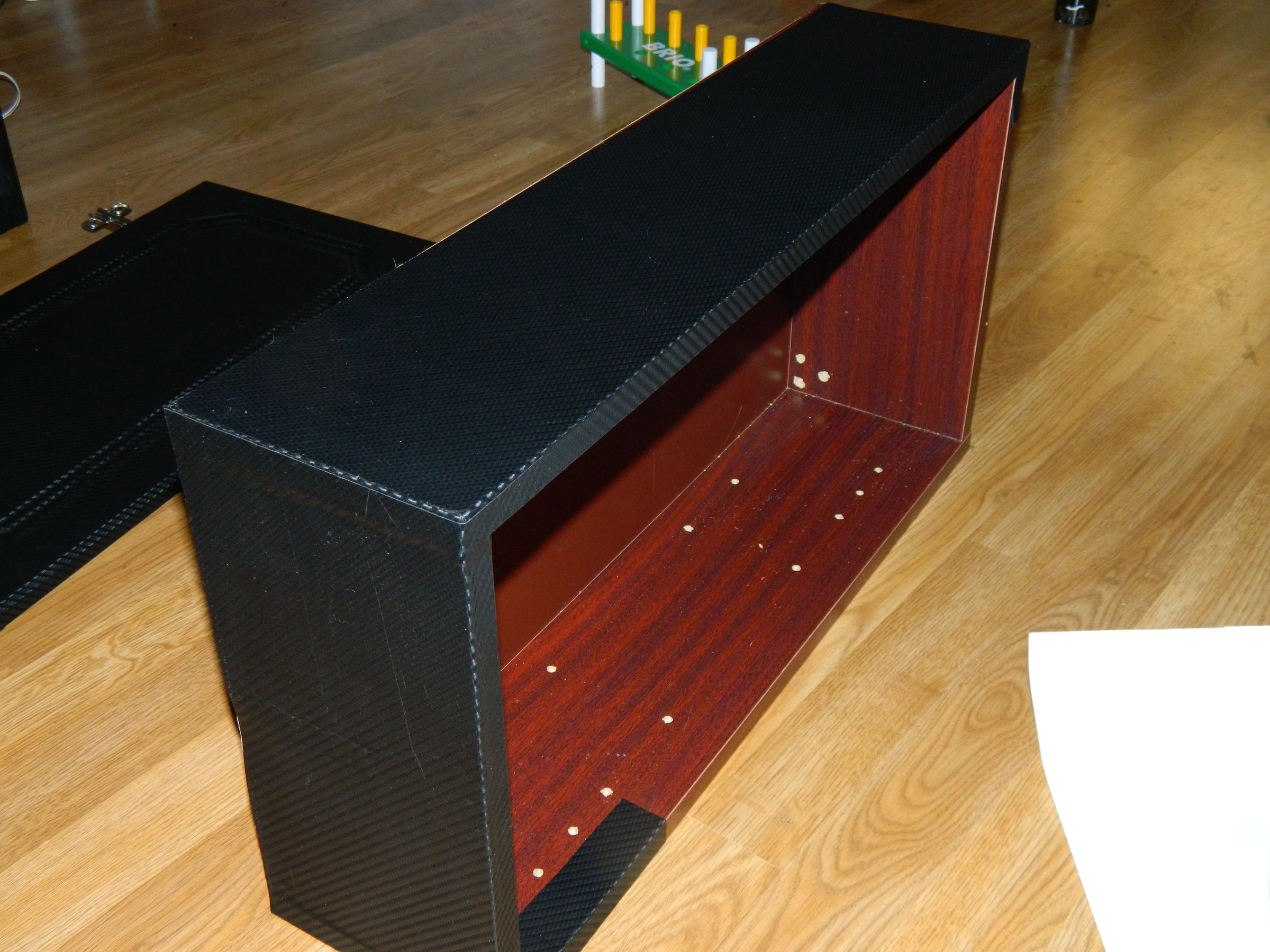 DIY "Hidden" Video Projector Folding Shelf, Carbon Fiber Look 8 Steps