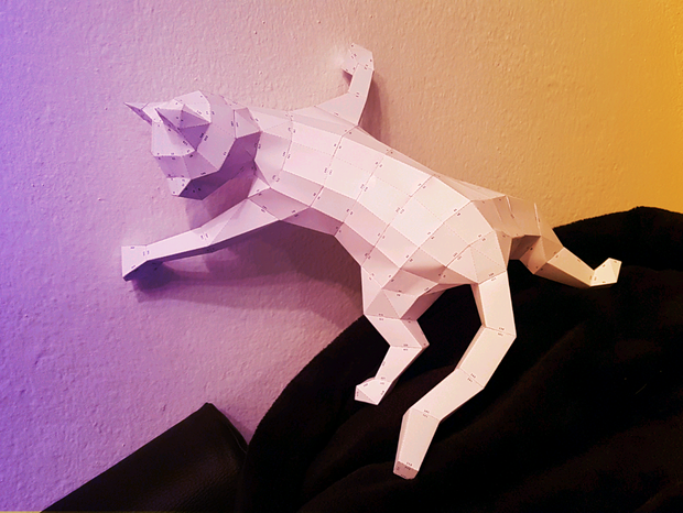 Low Poly Papercraft Katze Mit Pdf Template Zum Selber Machen 4 Steps Instructables