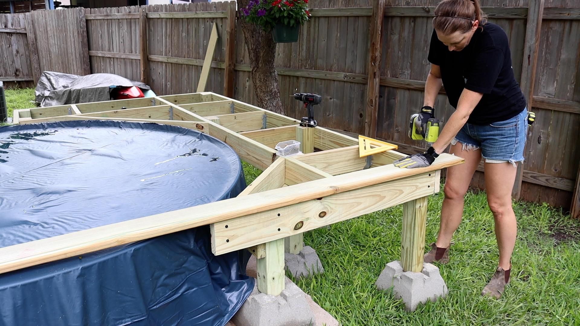 DIY Pool Deck With a Secret Hatch! How to Build a Deck for Your Stock