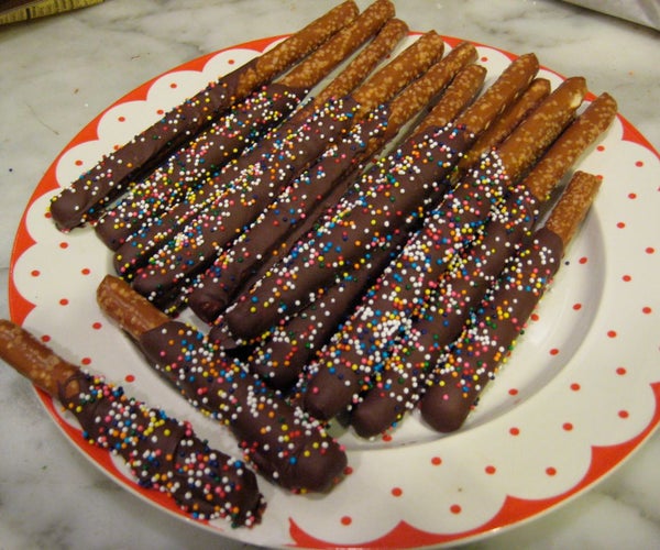 Holiday Chocolate Covered Pretzel Sticks