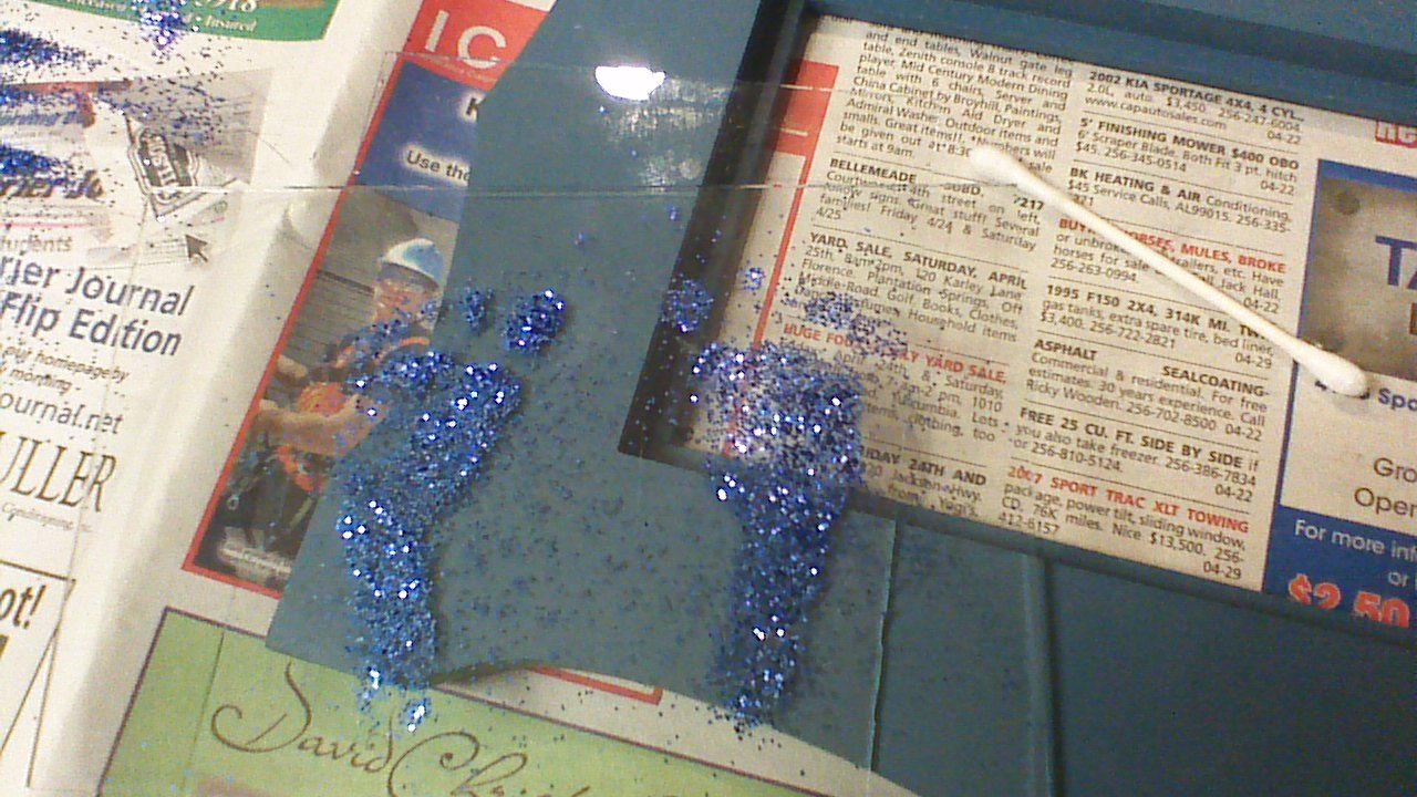 glitter footprints frame