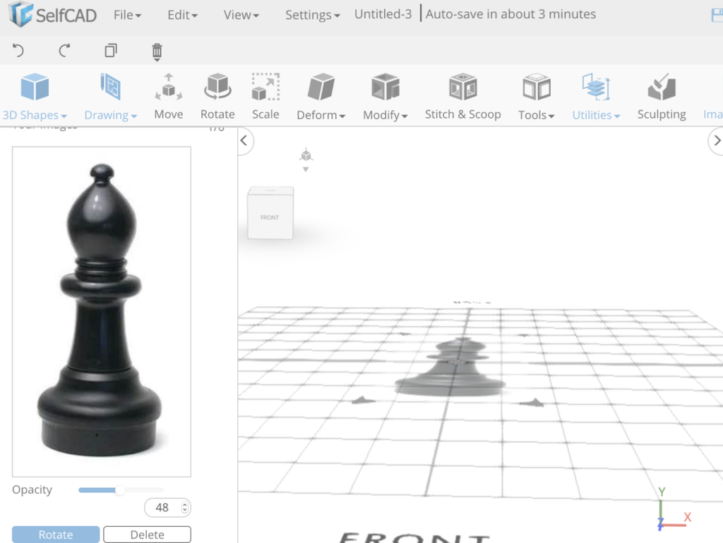 Learn Selfcad An Online 3d Modeling Software Revolve Tool Design A Bishop Chess Peice 7 Steps Instructables