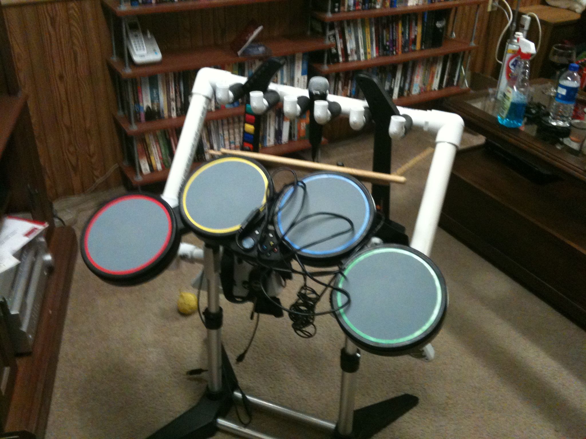 Rock Band Guitar Stand With Optional Built in Drum Supports 16 Steps