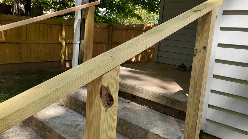 Simple Exterior Handrail For Less Than 100 6 Steps With Pictures Instructables Simple Exterior Handrail For Less Than, How To Make A Wooden Handrail For Outdoor Steps