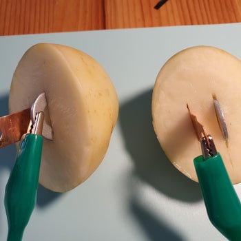 Add a Cable: Copper to Zinc - Between Potato Halves