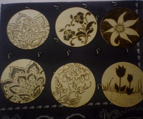 woodburning: floral coasters DIY Project DIY Project Image