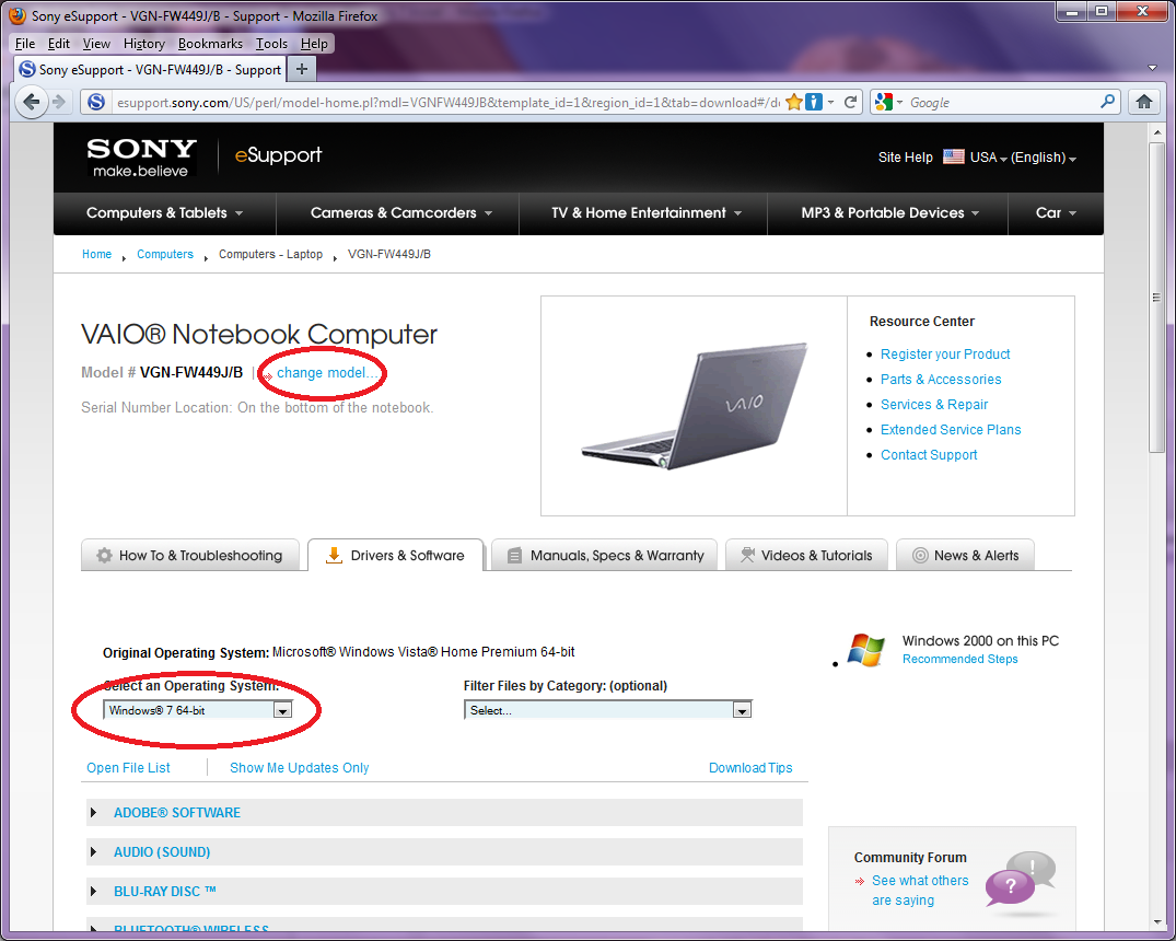 sony vaio update software for windows 7