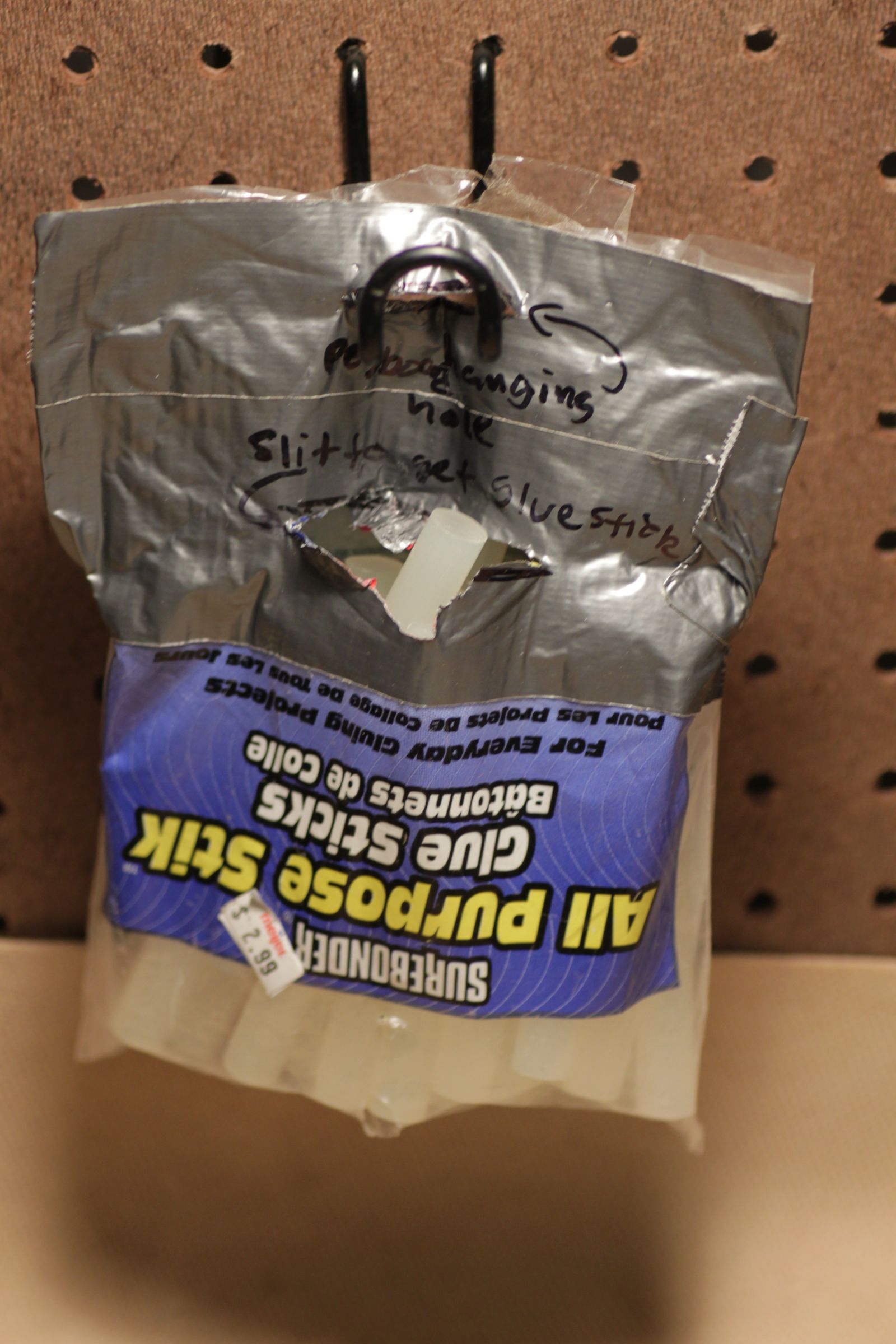 5 minute project: make a torn up supply bag heavy duty and pegboard-worthy DIY Project DIY Project Image
