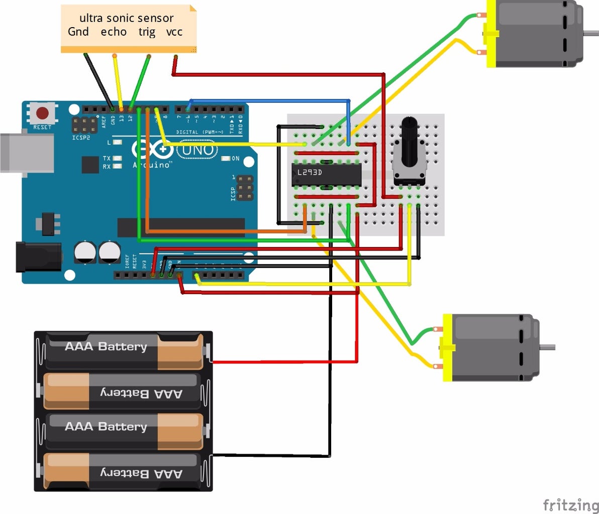 Arduino L293D Obstacle Avoiding Robot : 3 Steps (with Pictures ...