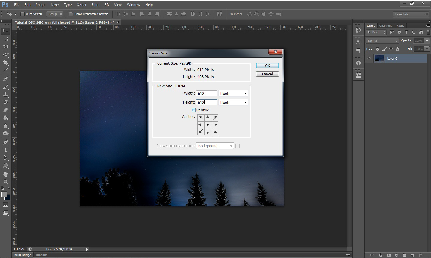 how to resize an image in photoshop