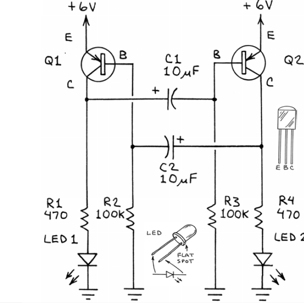 Astable Multivibrator (LED Flasher) With Circuit Scribe 20 Steps