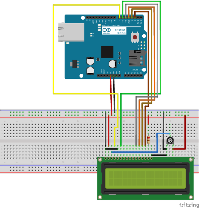 Interfacing 16x 2 LCD Display, 10KΩ Potentiometer and 220Ω