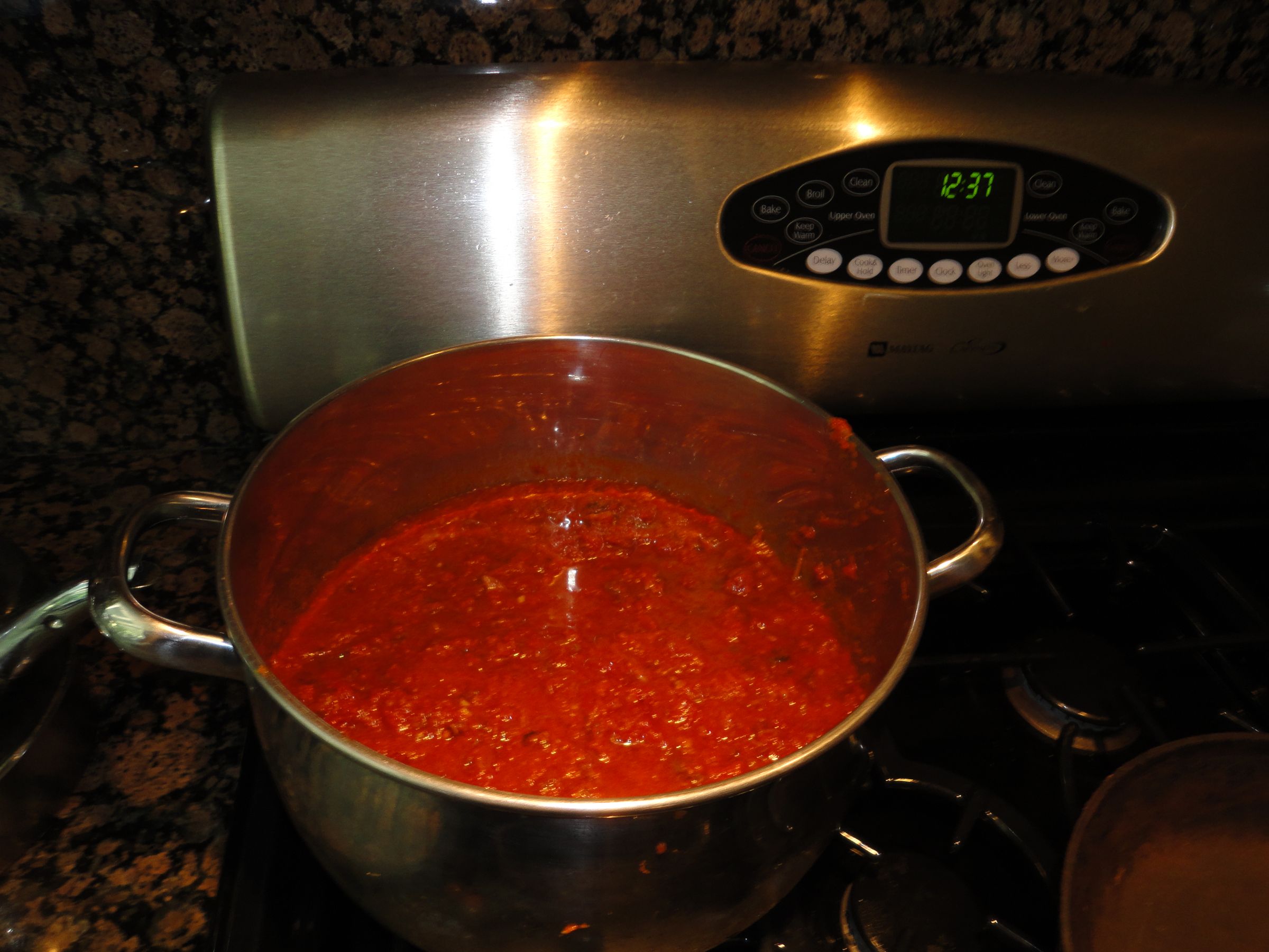 Homemade Marinara Sauce With Meatballs and Braciole