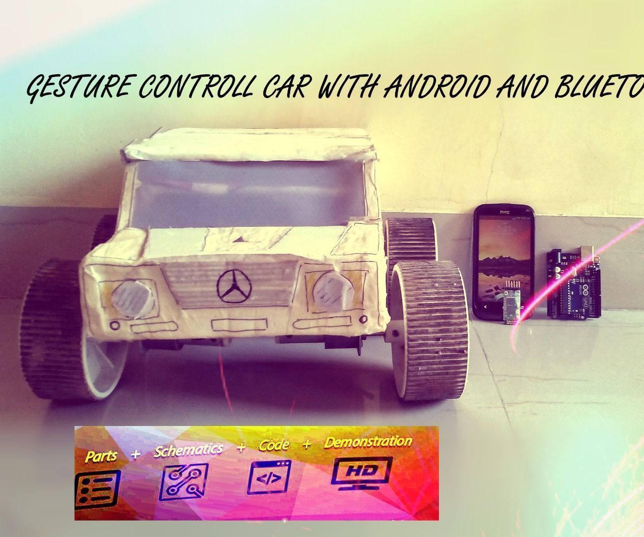 DIY guide for Gesture control car(robot) with Arduino and Android(bluetooth) with step-by-step instructions