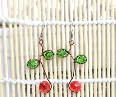 DIY guide for 2 Steps to Make Red Cherry Earrings with Simple Wire Wrapping Technique with step-by-step instructions