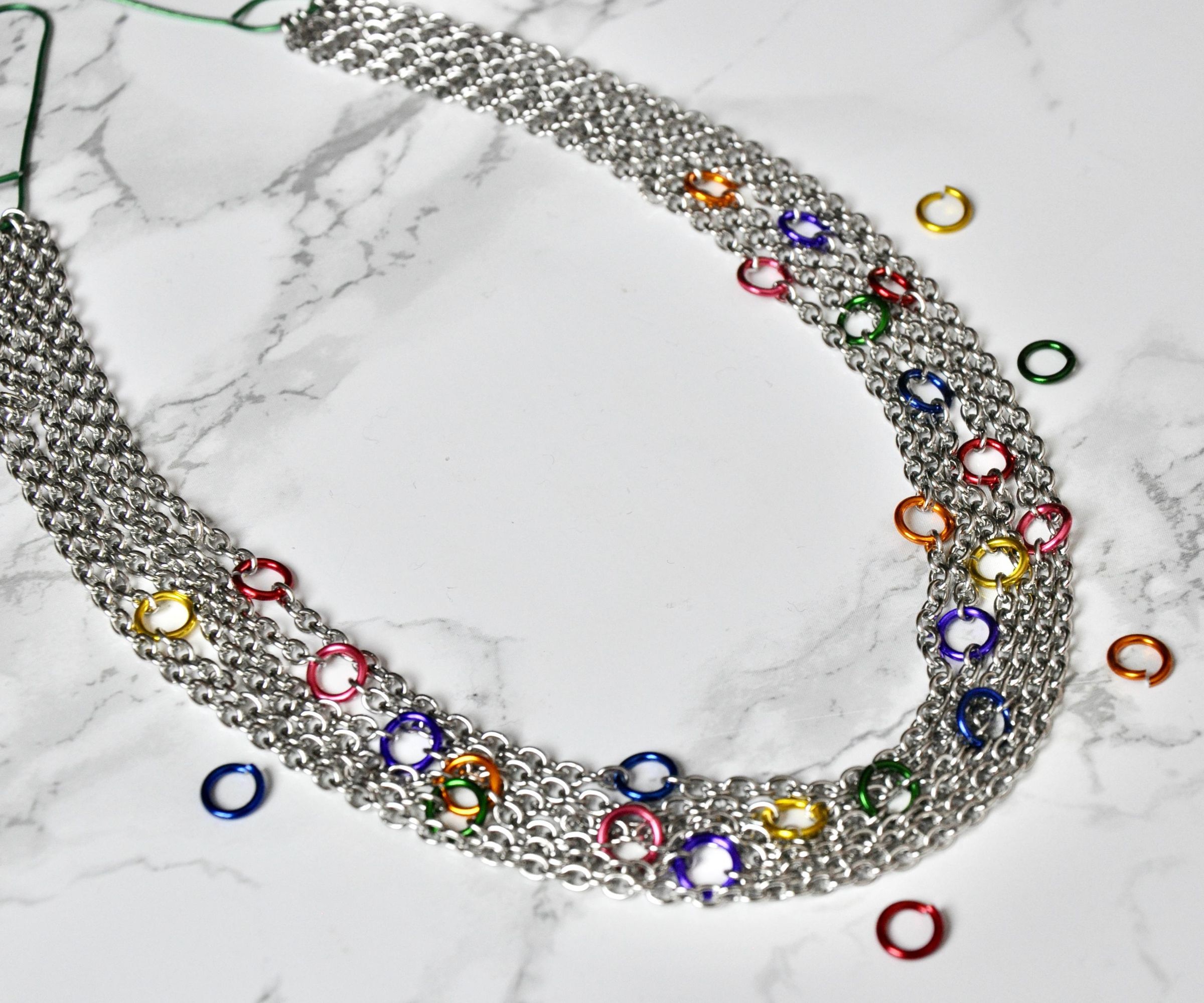 Layered Rainbow Jump Ring Necklace 7 Steps (with Pictures