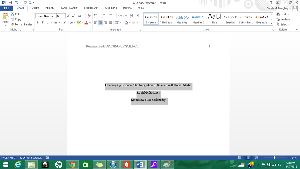 Formatting Apa Style In Microsoft Word 2013 9 Steps Instructables Ms Word Apa 7th Edition