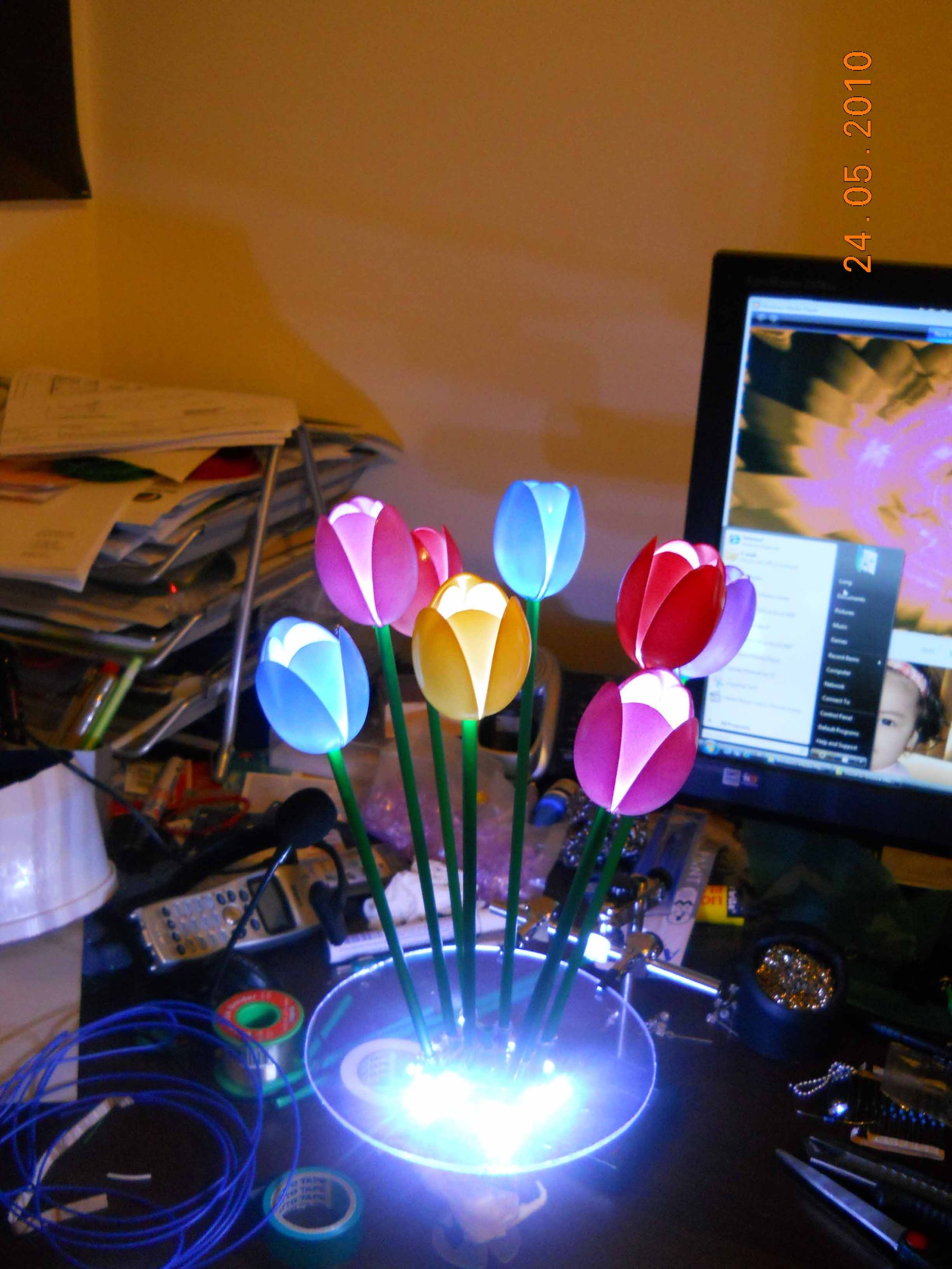 Glowing Plastic Spoon Tulips!!! 11 Steps Instructables