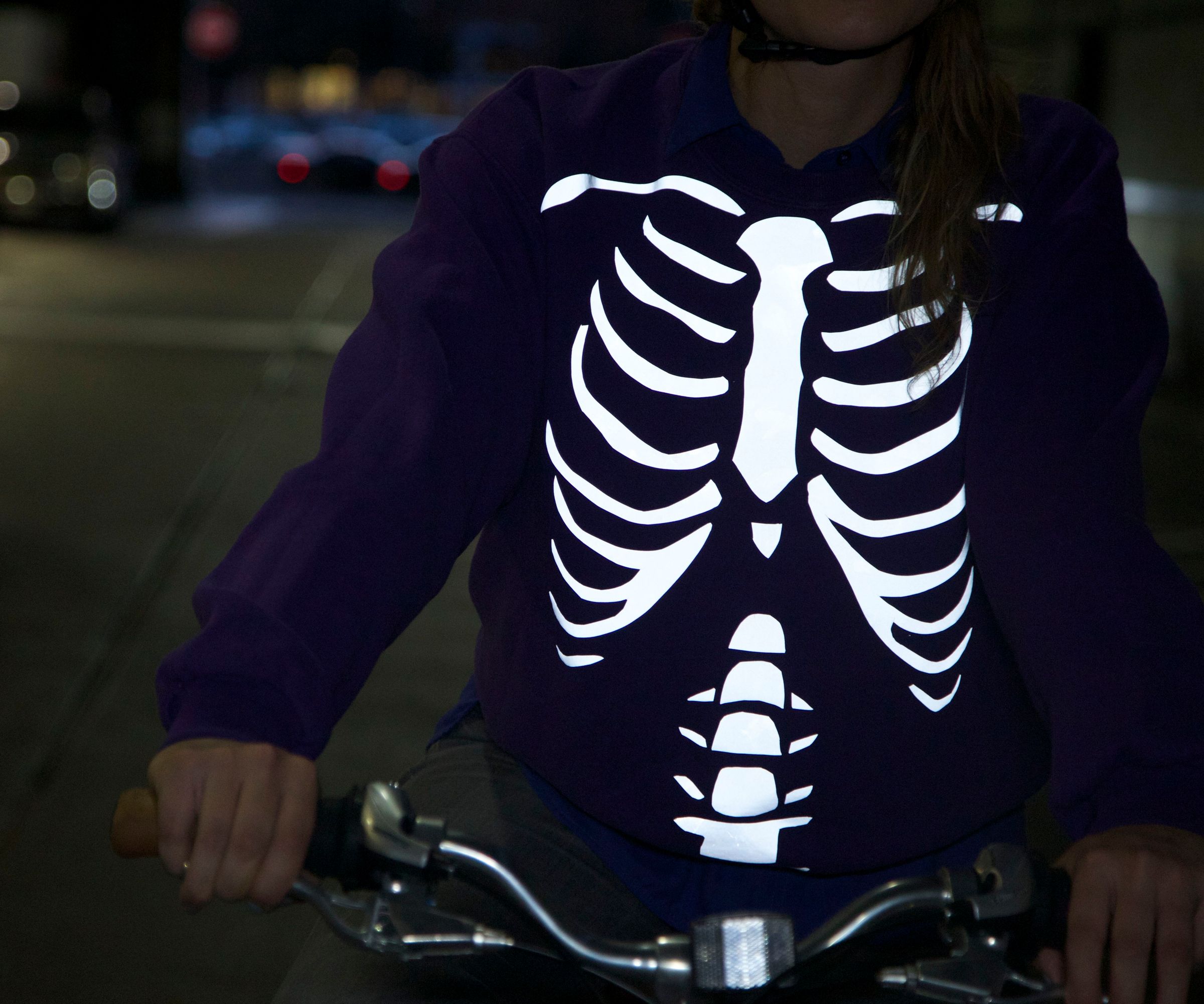 DIY Reflective Cycling Sweatshirt - Skeleton and Japanese Demon 