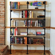 DIY Industrial Black Pipe Bookshelf!