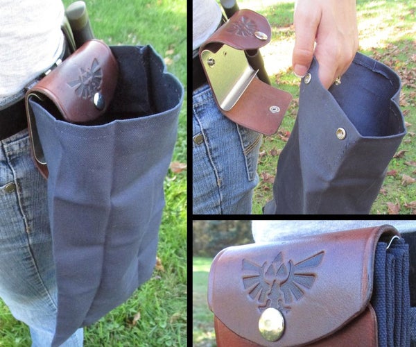 Zelda Inspired Foldable Leather and Canvas Belt Pouch