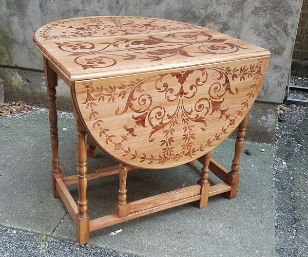 Drop Leaf Table With Faux Inlay